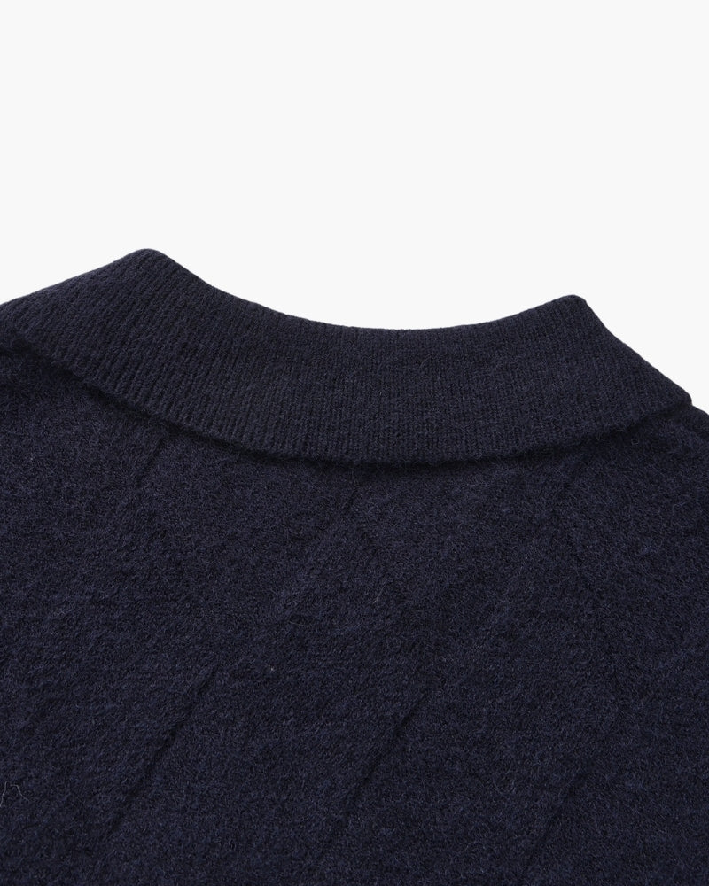 Heritage Diamond Knit Zip-Up Cardigan