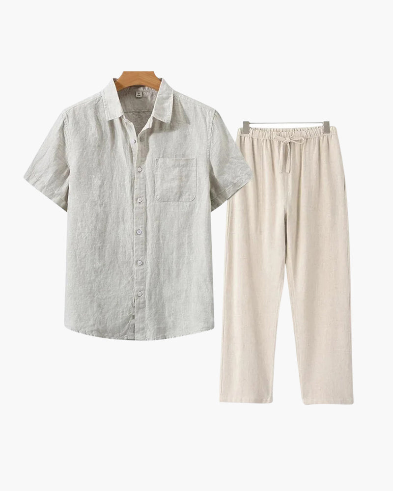 Classic Linen Short Sleeve Set: Timeless Elegance