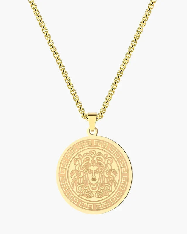 Medusa Luxe Long Chain Necklace – Gold & Silver Elegance