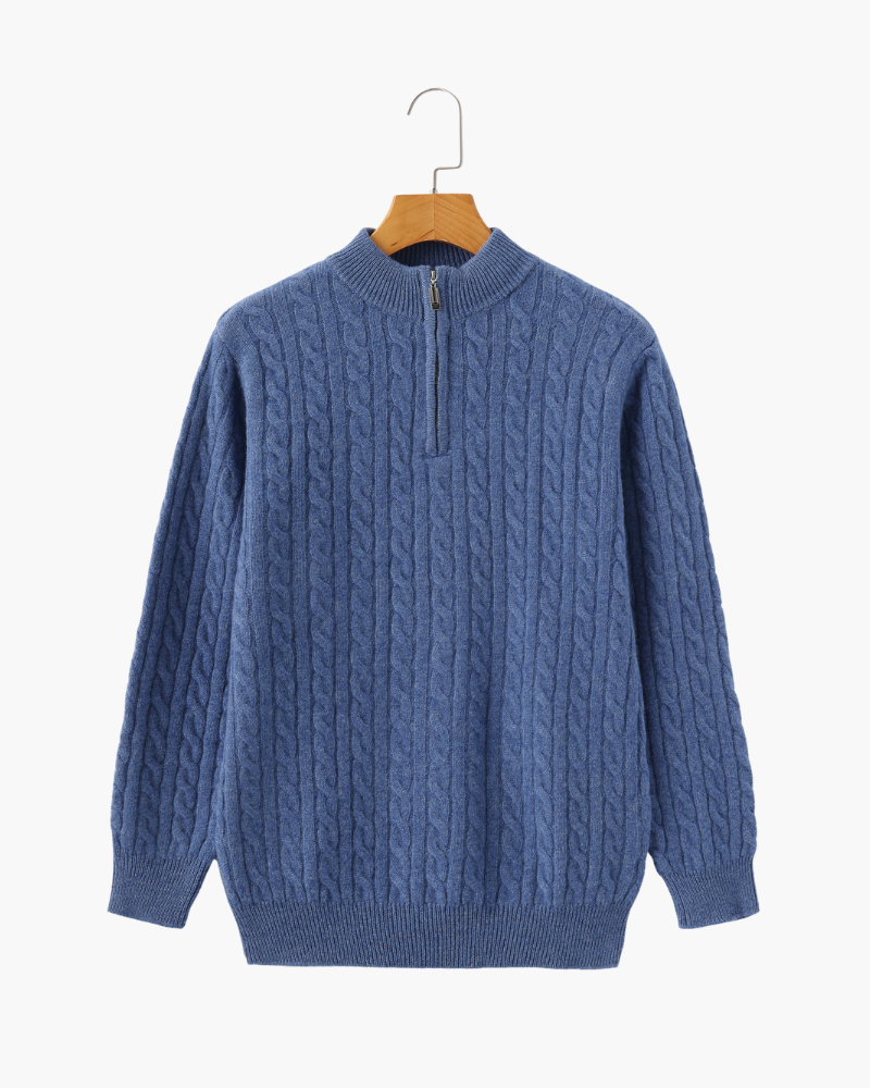 Pure Cashmere Woven Half-Zip Sweater