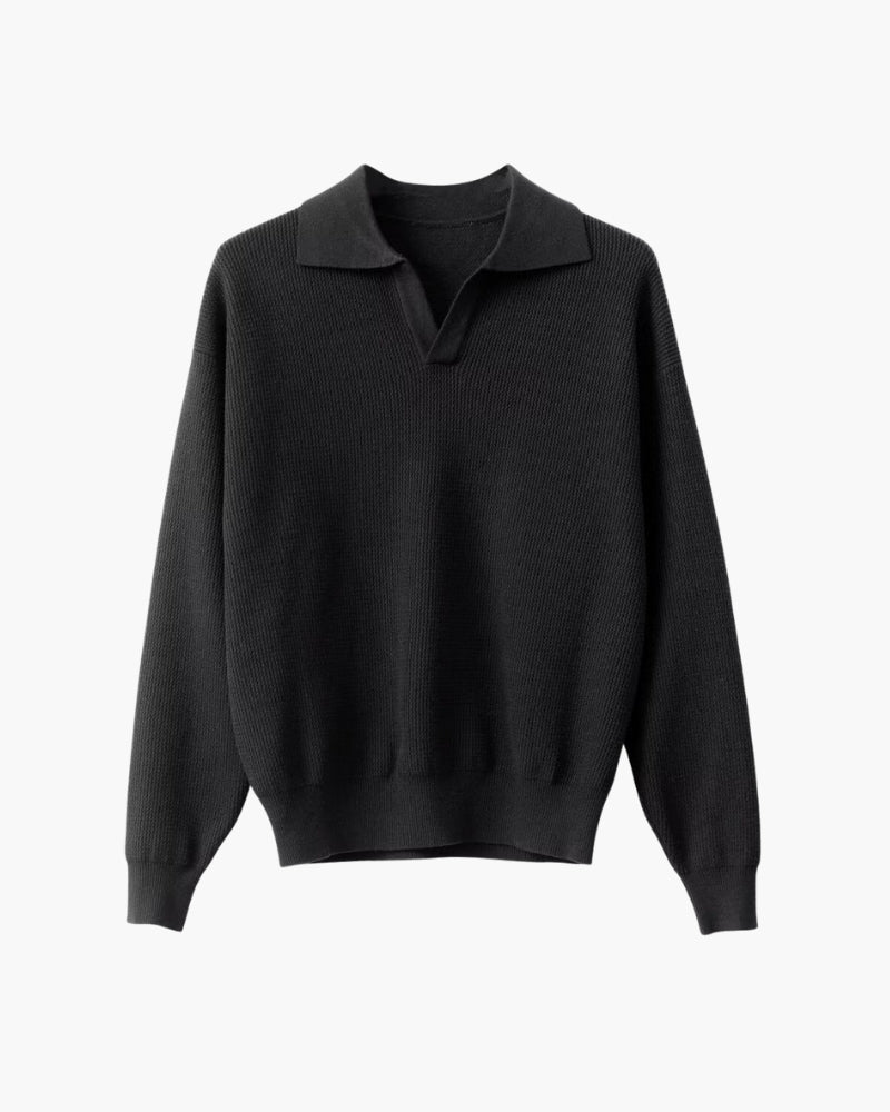 Cozy Textured Knit Polo Sweater