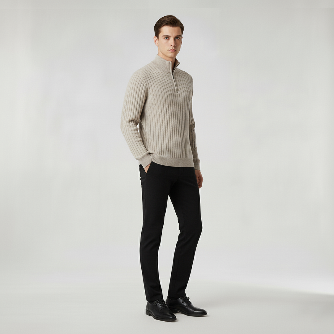 ZERMATT Luxe High Neck Half-Zip Sweater