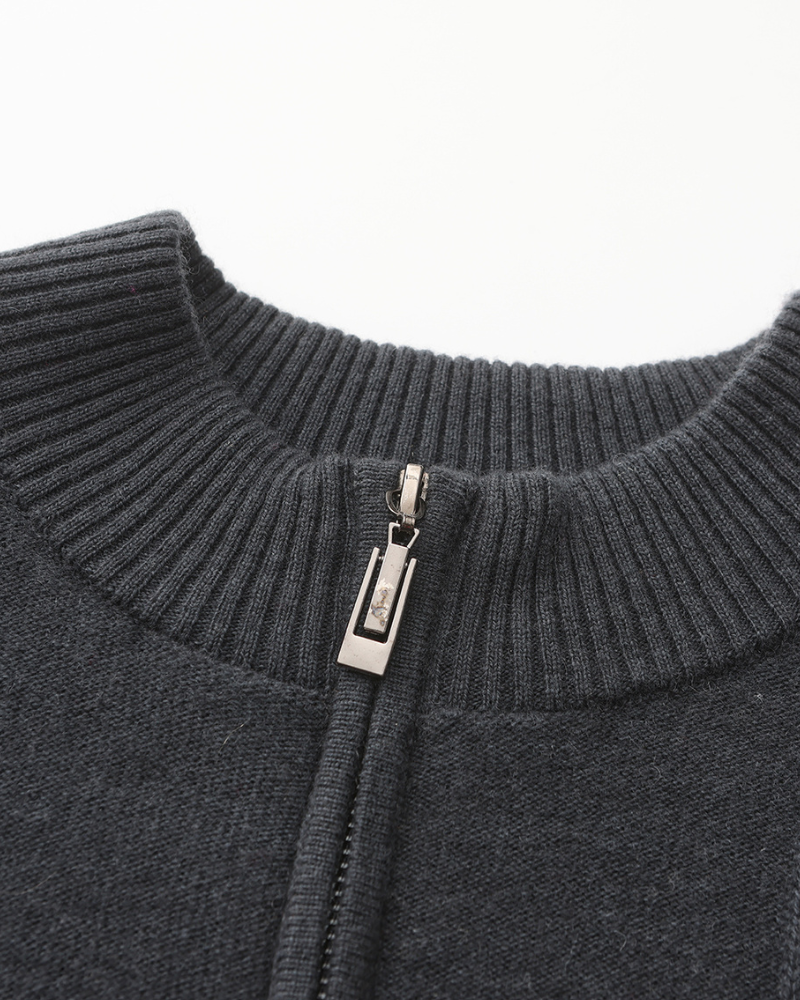 Pure Cashmere Ribbed Half-Zip Sweater