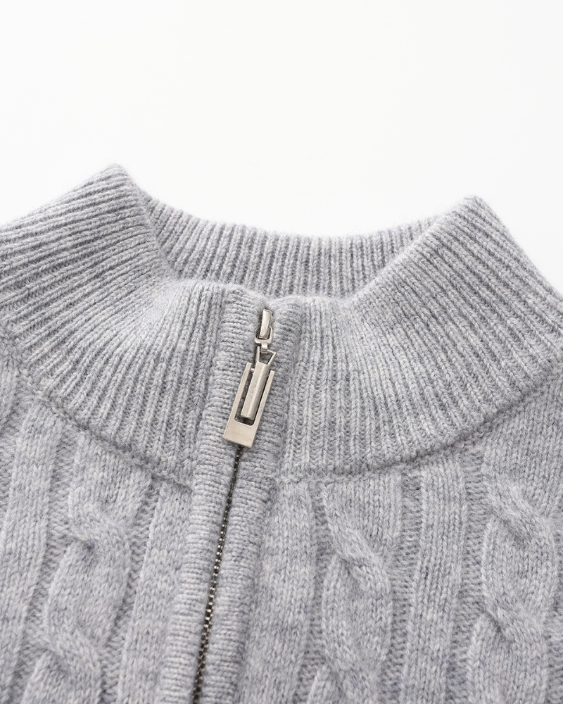 Pure Cashmere Woven Half-Zip Sweater