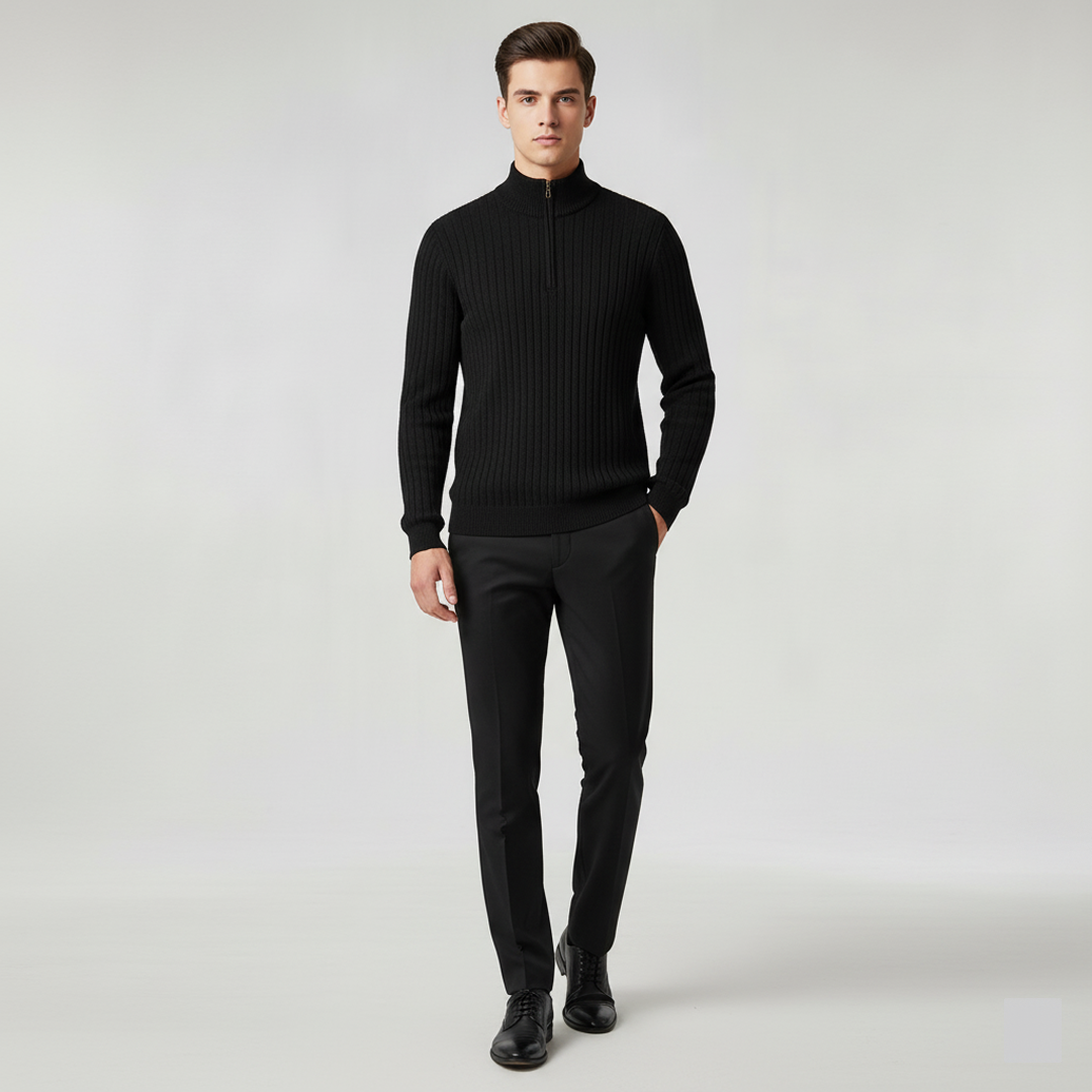ZERMATT Luxe High Neck Half-Zip Sweater