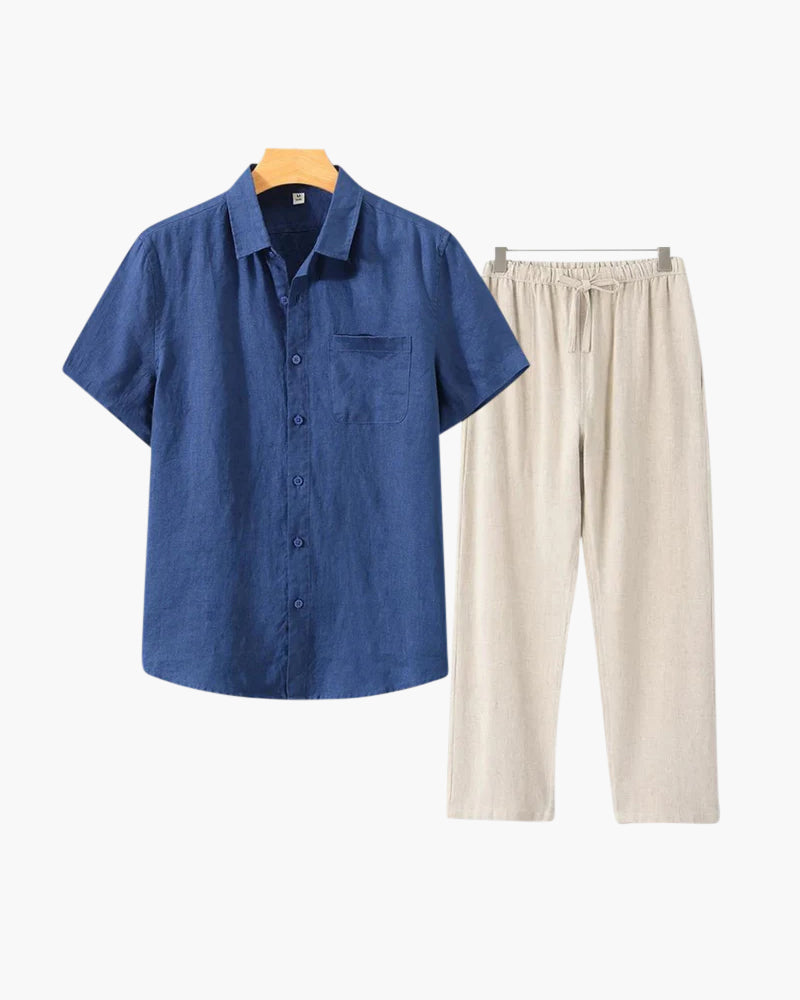Classic Linen Short Sleeve Set: Timeless Elegance