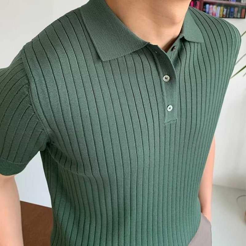 Chic Knitted Polo by GIMCHEON