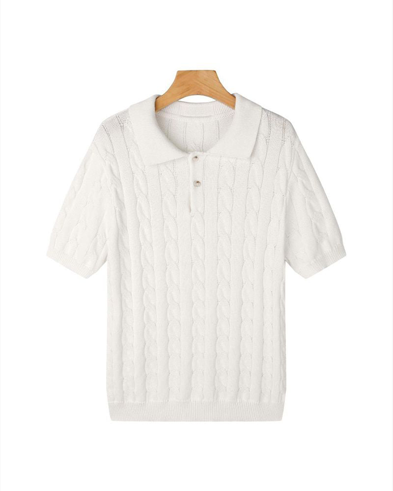 FLORENCE Cozy Cable Knit Polo