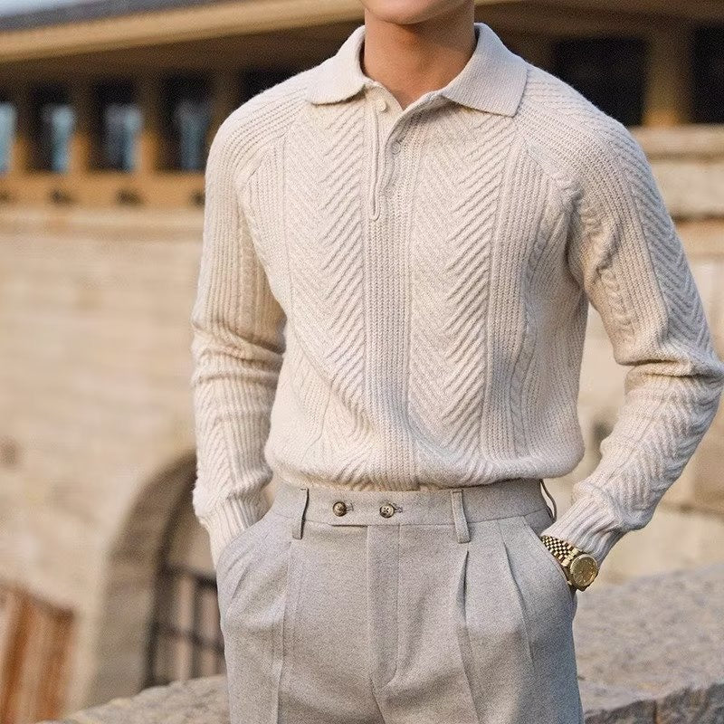 ASAN Cozy Knit Polo Sweater