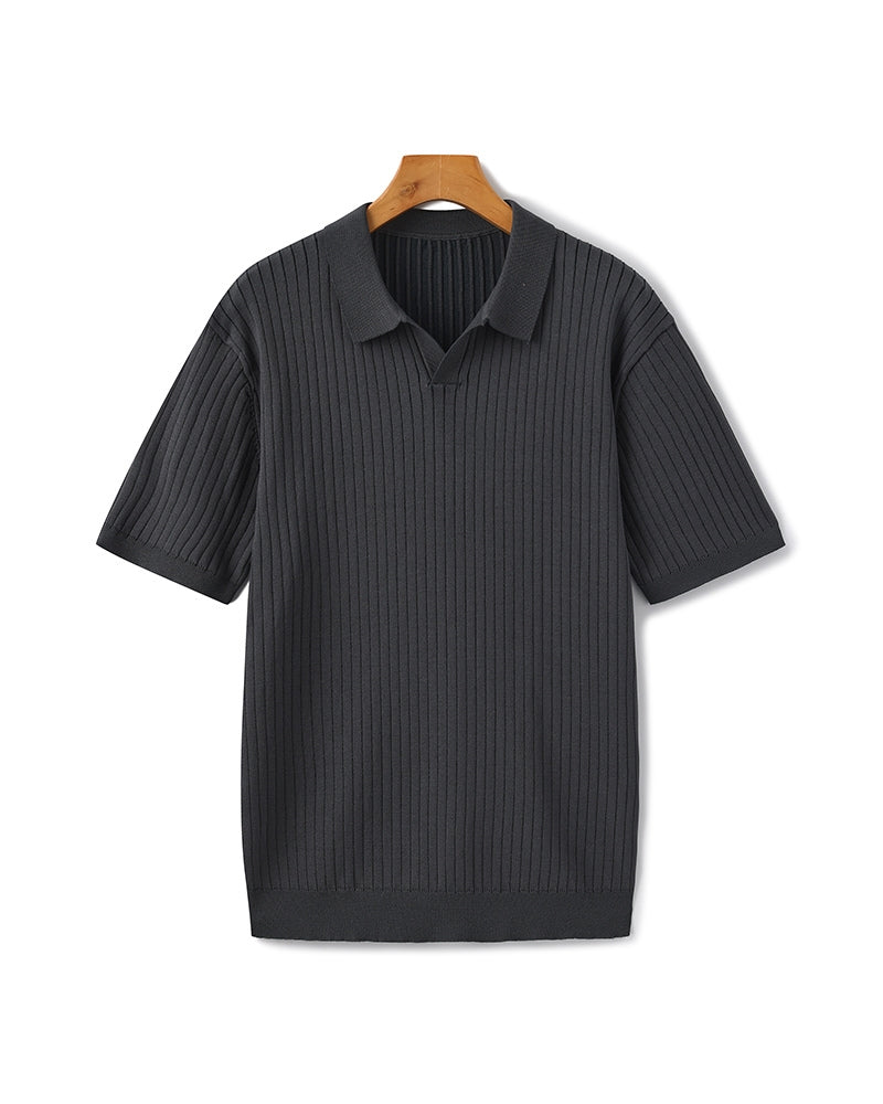 Luxurious Ribbed Polo Shirt