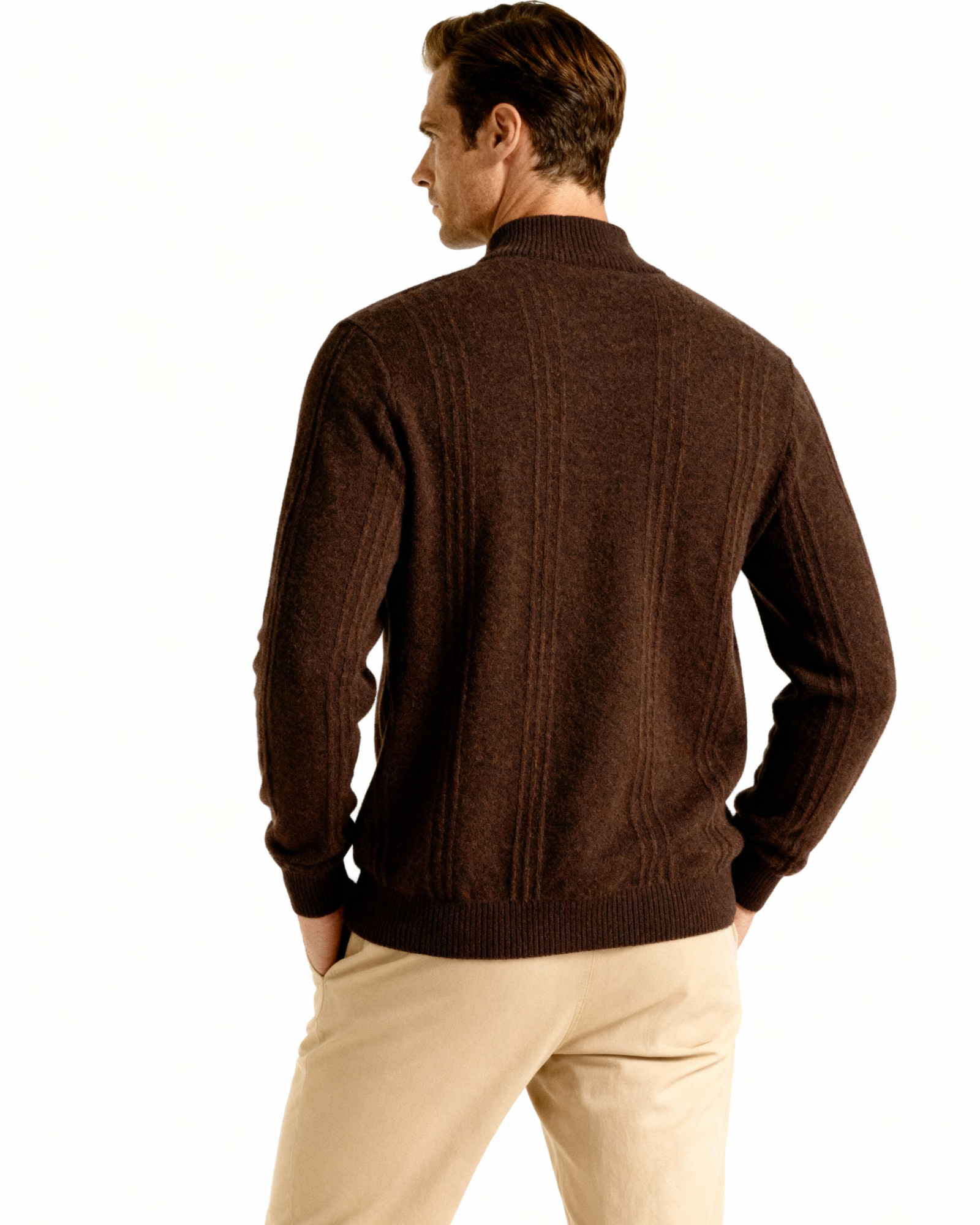 Pure Cashmere Ribbed Half-Zip Sweater