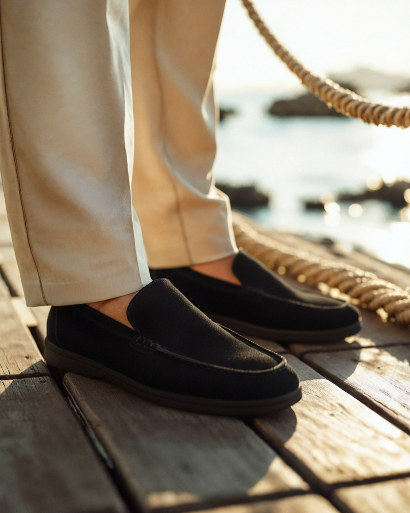 Luxury Black Suede Loafers with Elegant Soles