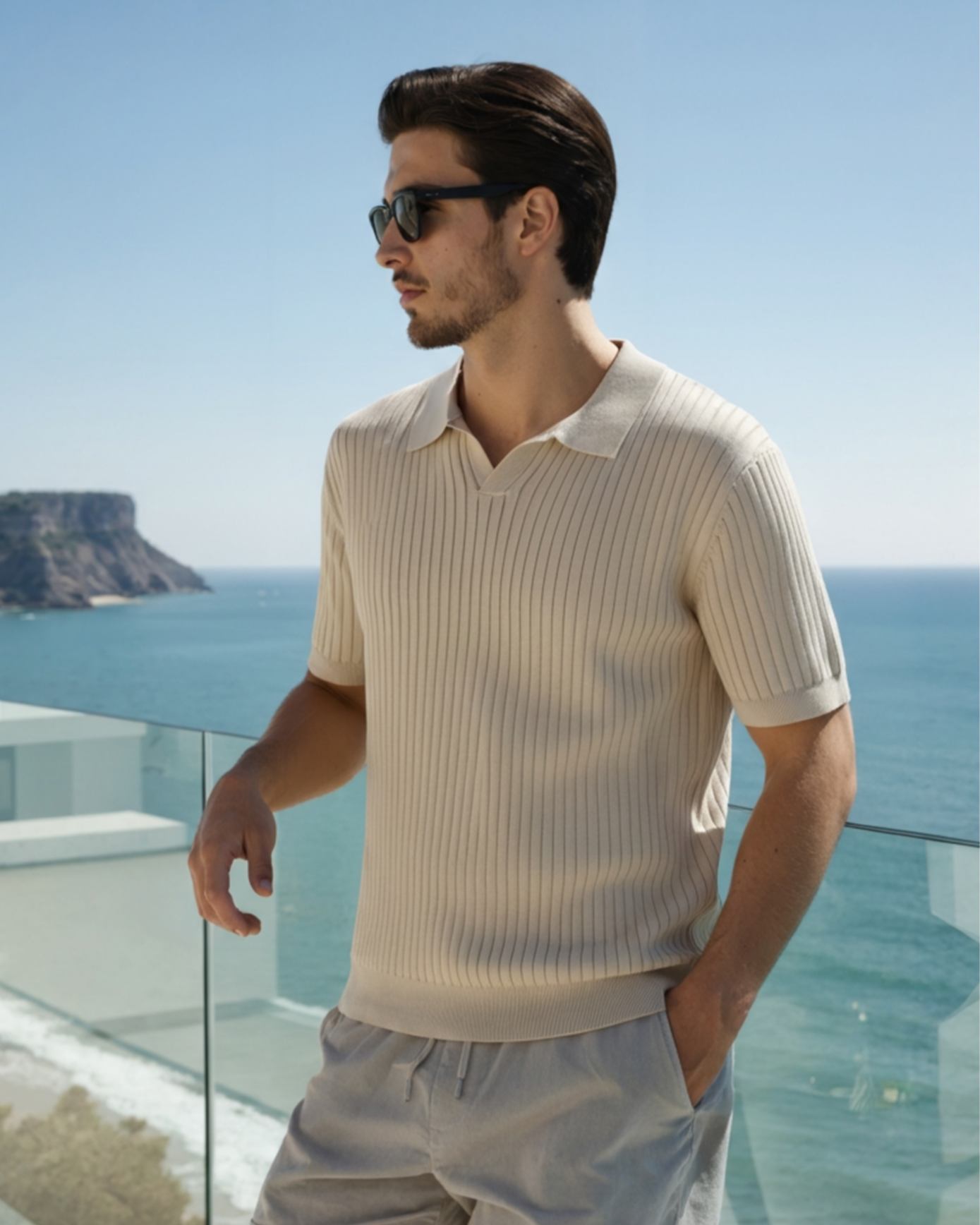 Luxurious Ribbed Polo Shirt