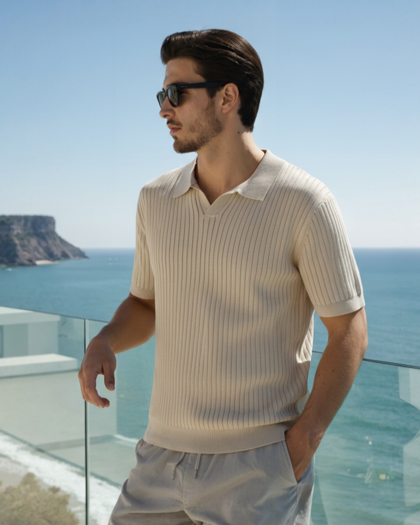 Luxurious Ribbed Polo Shirt
