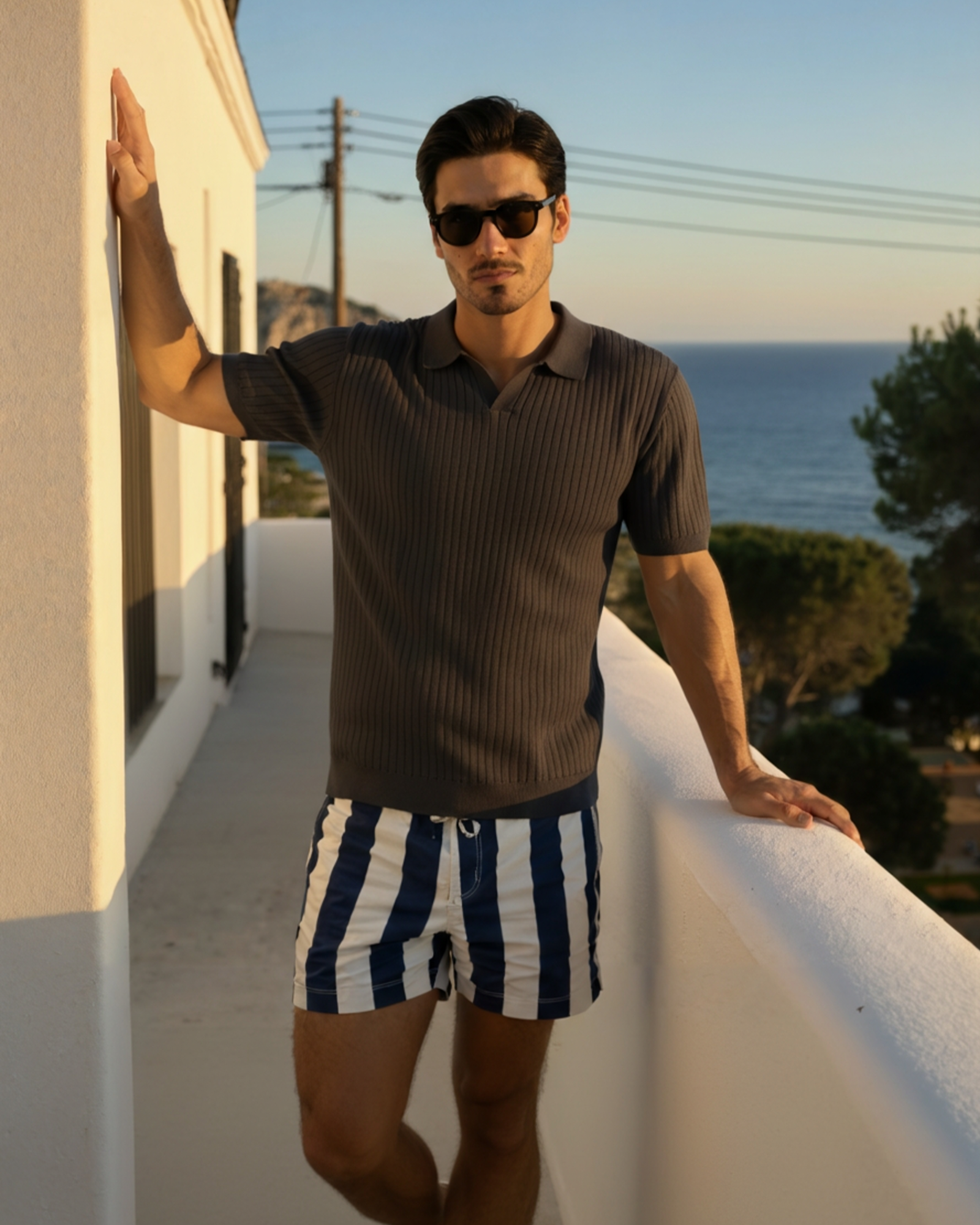 Luxurious Ribbed Polo Shirt