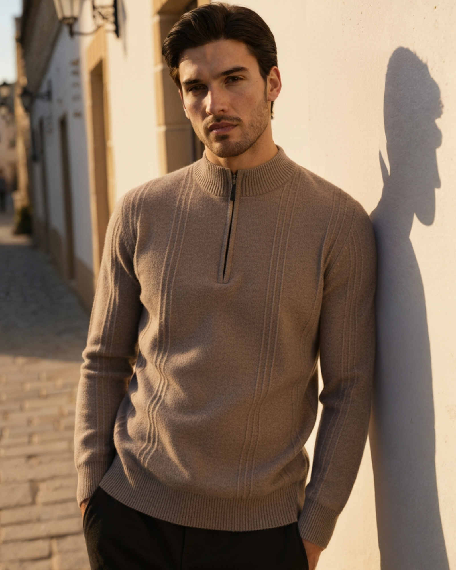 Pure Cashmere Ribbed Half-Zip Sweater