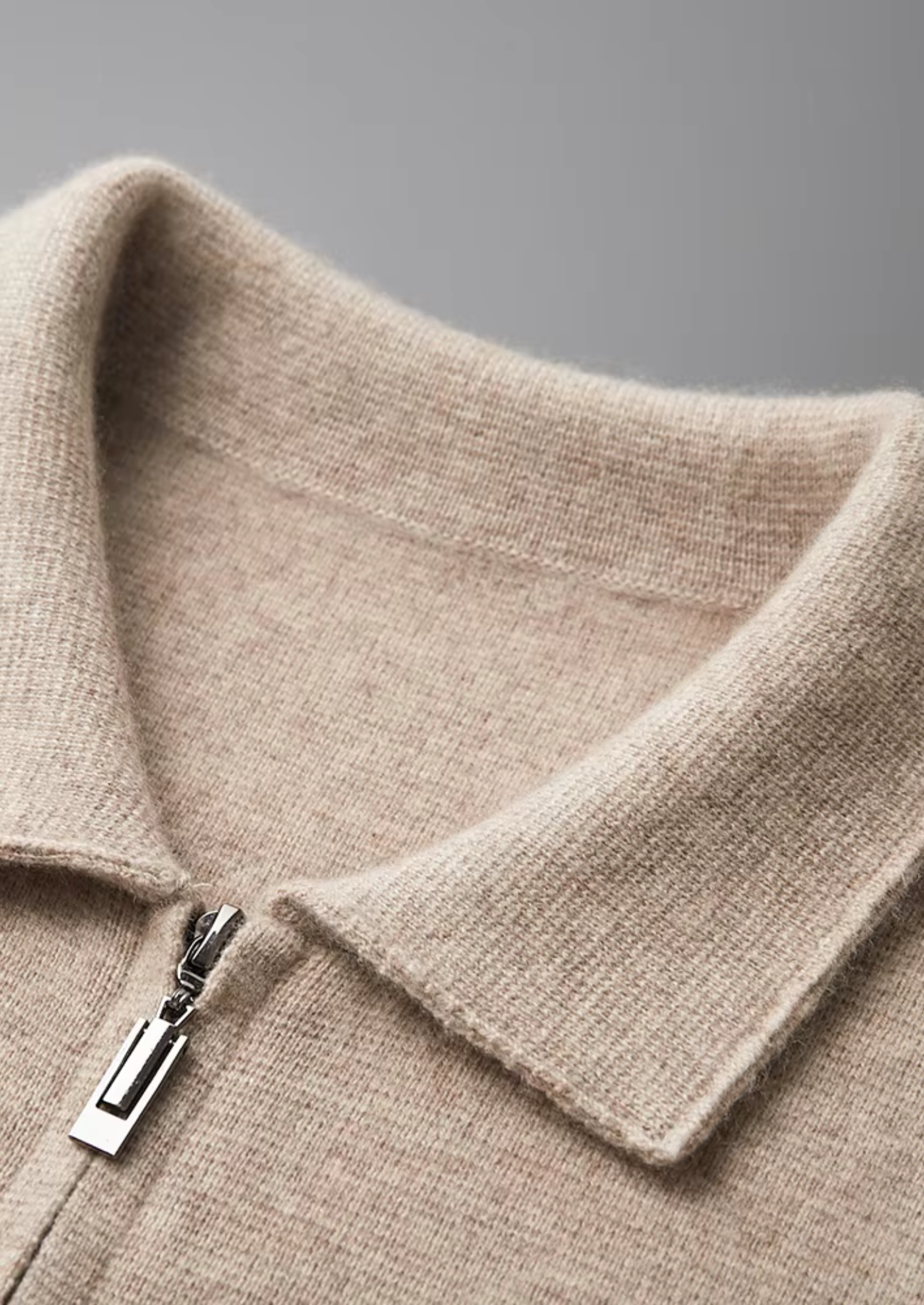 Luxurious Extra-Fine Merino Wool Zip Polo Cardigan