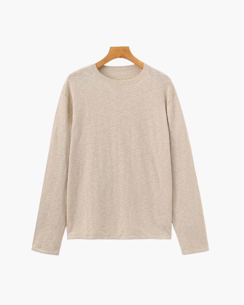 Essential Crewneck in Soft Linen Cotton Blend