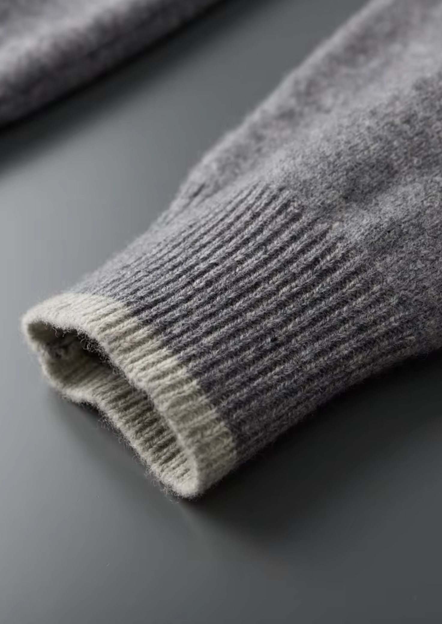 Two-Tone Merino Wool Zip Cardigan