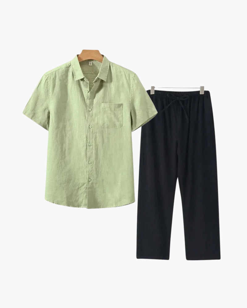 Classic Linen Short Sleeve Set: Timeless Elegance
