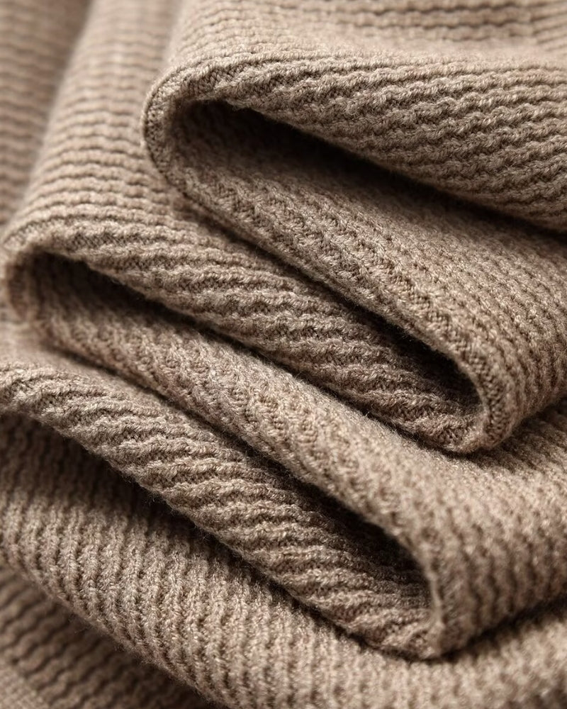 Cozy Textured Knit Polo Sweater