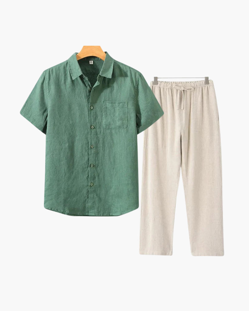 Classic Linen Short Sleeve Set: Timeless Elegance