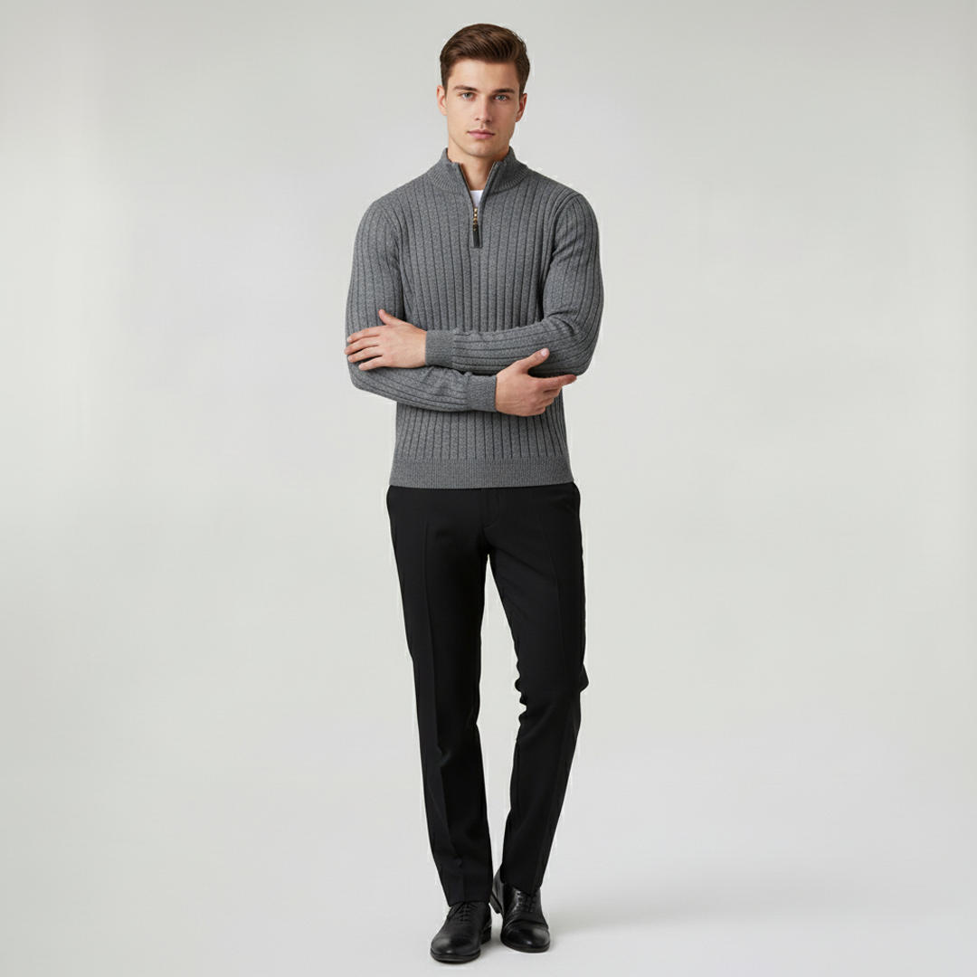 ZERMATT Luxe High Neck Half-Zip Sweater