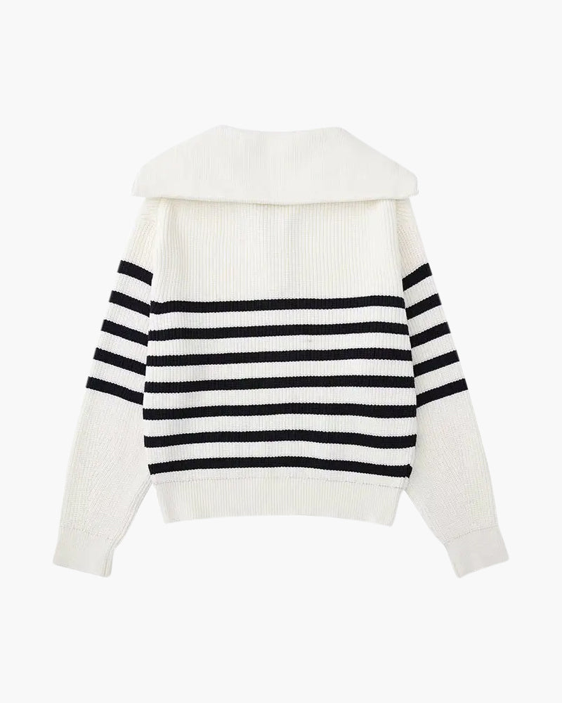 Chic Striped Zip-Up Hoodie