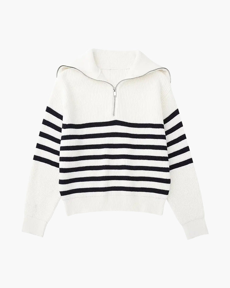 Chic Striped Zip-Up Hoodie