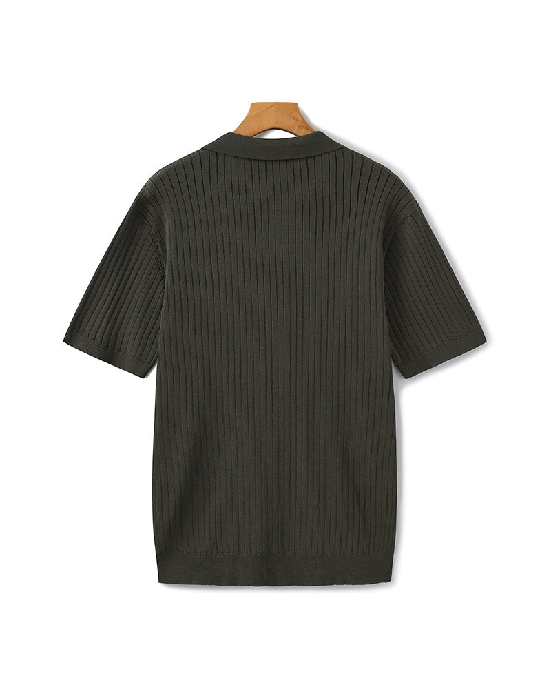 Luxurious Ribbed Polo Shirt