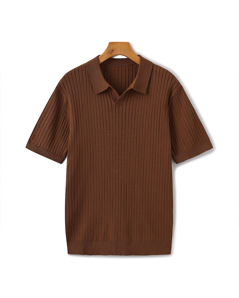 Luxurious Ribbed Polo Shirt